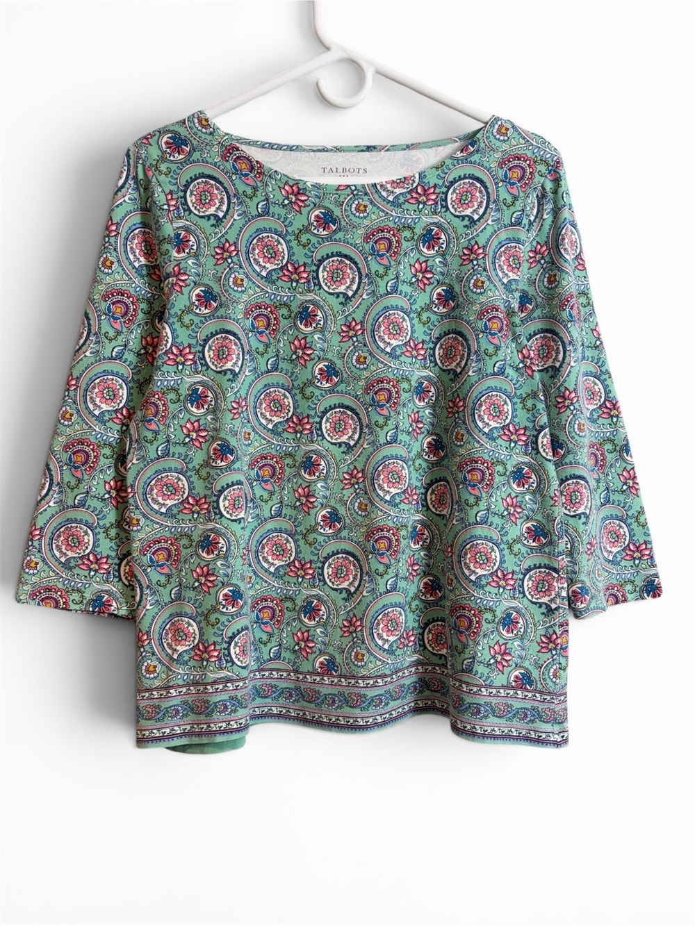 Talbots Cotton Blend Boho Boatneck Blouse
